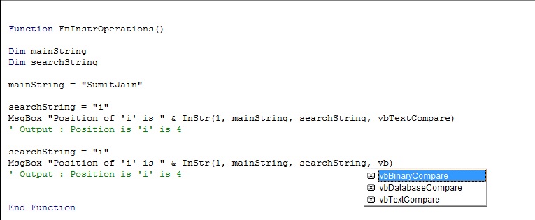 Excel Vba String Functions Instr