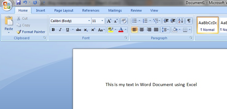Word- Write using Excel
