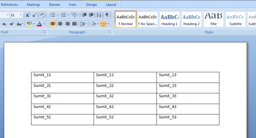 Add Table and fill data to the Word document