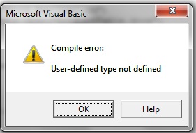 “Compile error: User-defined type not defined”